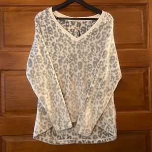UGG® Fleece Leopard V-Neck Long Sleeve Lounge Top